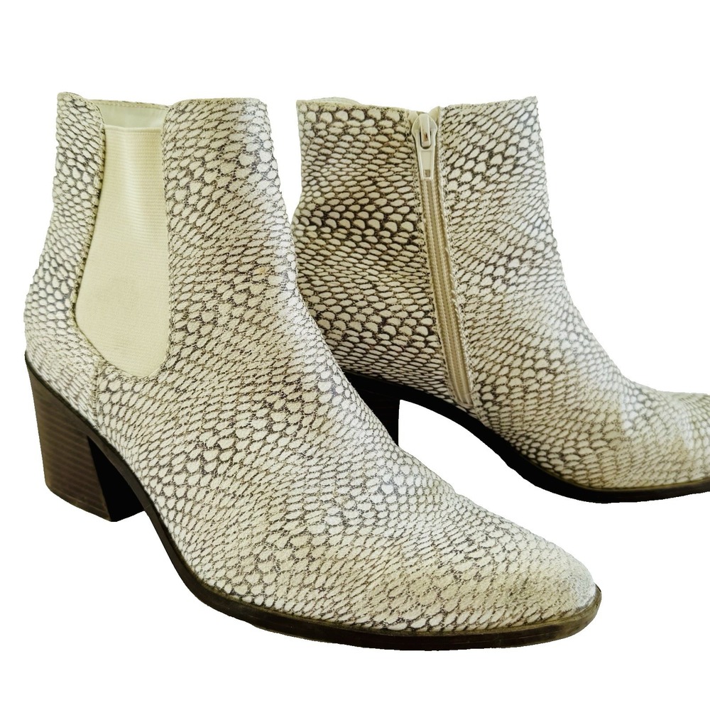 The Limited Kiki Ankle Booties Womens 8.5 Faux Snakeskin Pointed Toe Block Heel - Picture 3 of 8